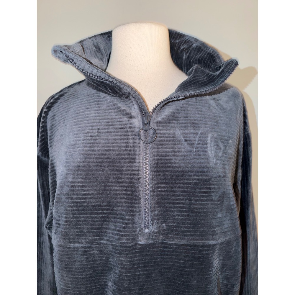 Prana Womens Gray Corduroy Quarter Zip Pullover Cropped Sweatshirt Size M CR4 - Picture 8 of 8